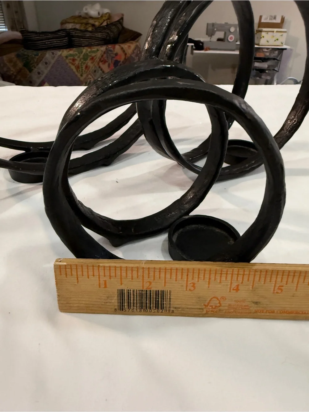 Pottery Barn Forged Iron Ring Tealight Candle Holders Set of 3 Modern Sculptural